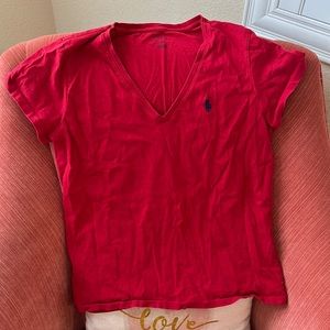 Ralph Lauren red tee shirt.